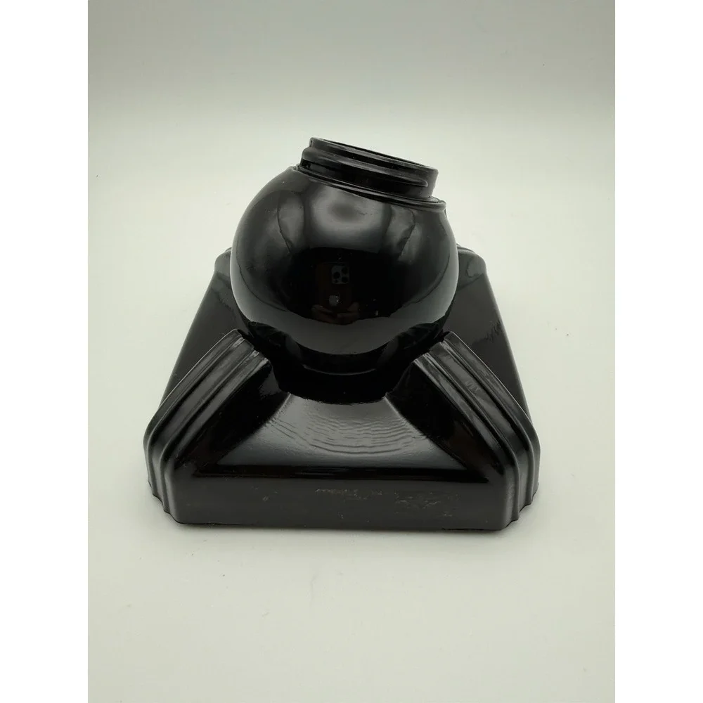 Vintage Zephyr American Swivodex Inkwell Art Deco Black Glass Swivel Desk Stand